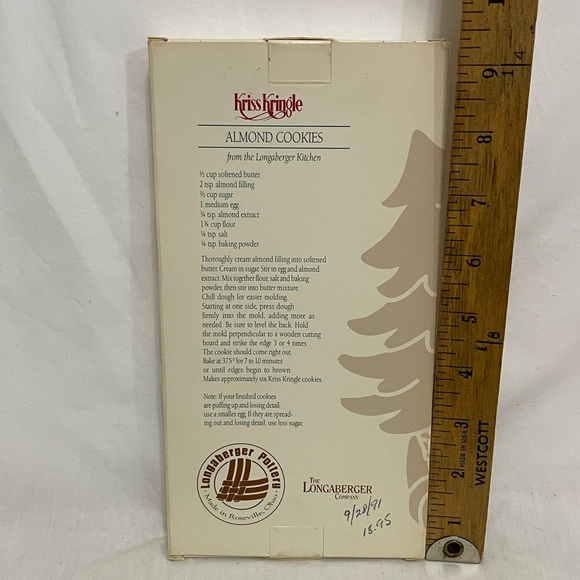 Vintage Kriss Kringle 1991 Longaberger Pottery Cookie Mold - Picture 4 of 5